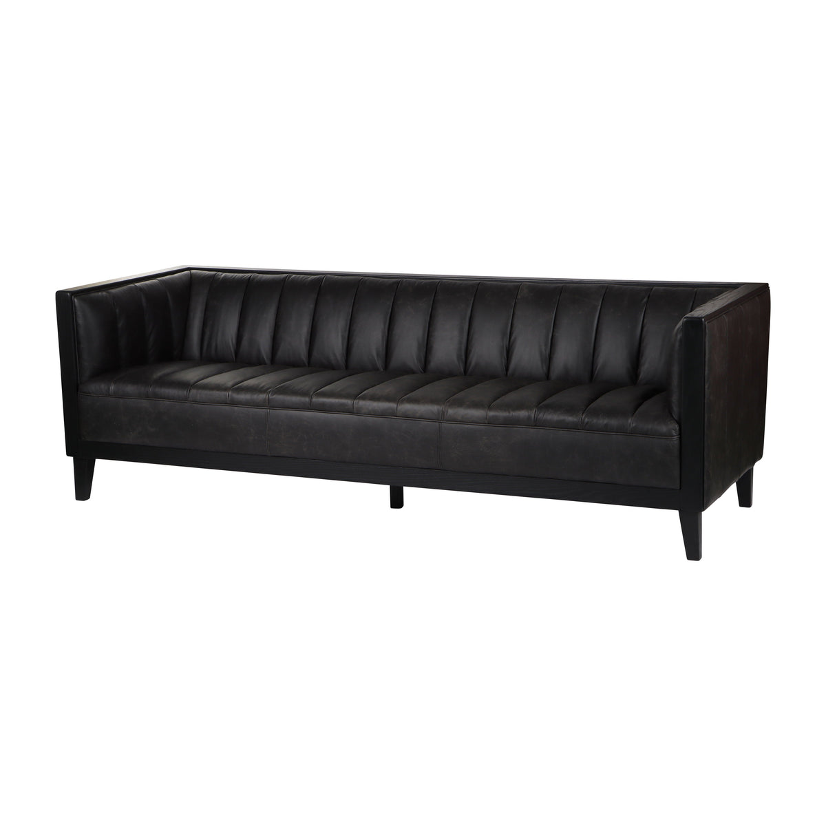 89" Eclipse Leather Sofa - Black
