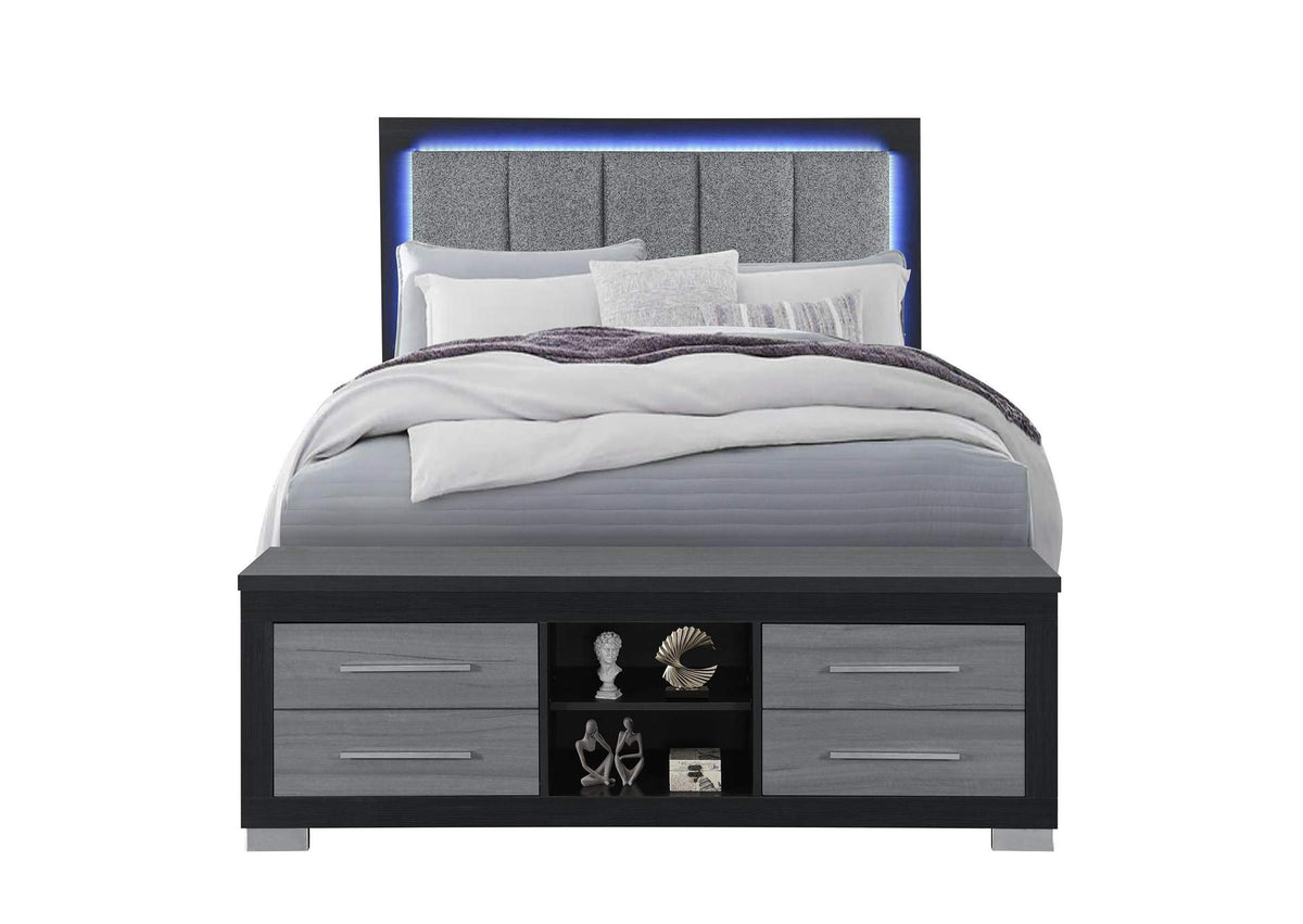 EMMA-BLACK_GREY-QB_W_LED_&_USB EMMA BLACK - GREY QUEEN BED WITH LED AND USB