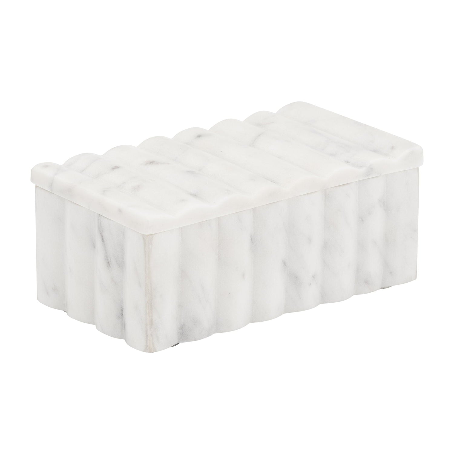 Marble 7X3" Ridged Box - White
