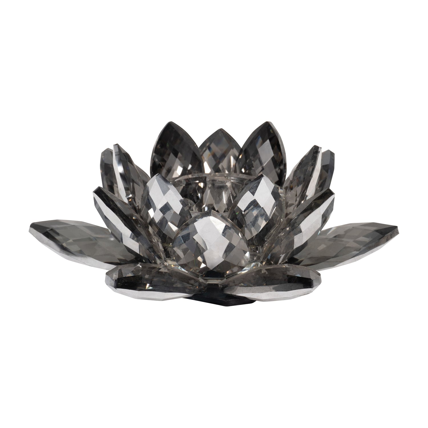 Crystal Lotus Votive Holder 8.25" - Black