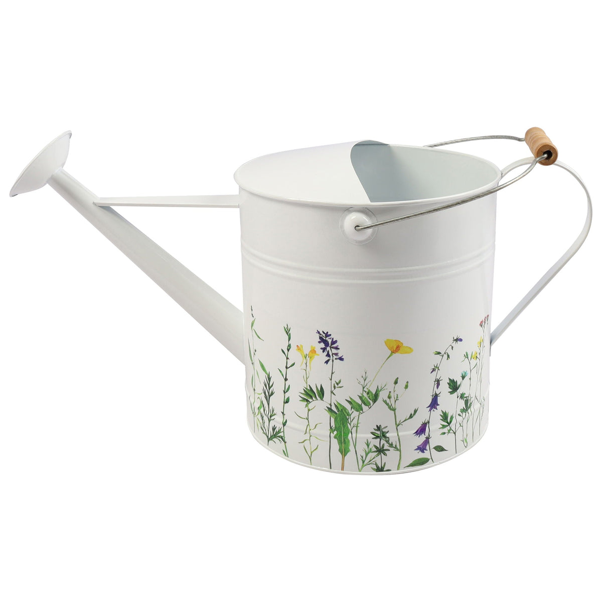 10" x 20" Watering Can - White With Yellow Flower