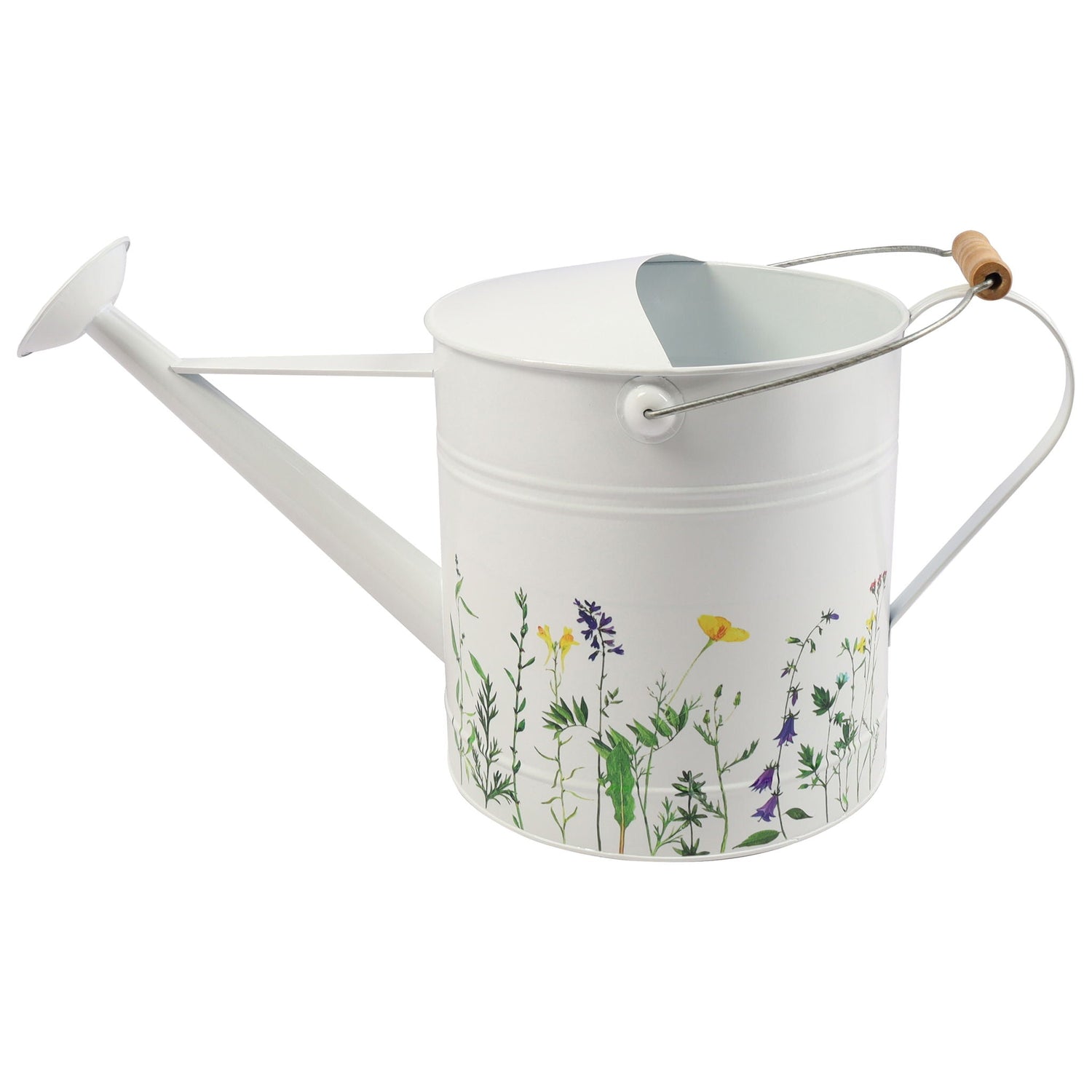 10" x 20" Watering Can - White With Yellow Flower