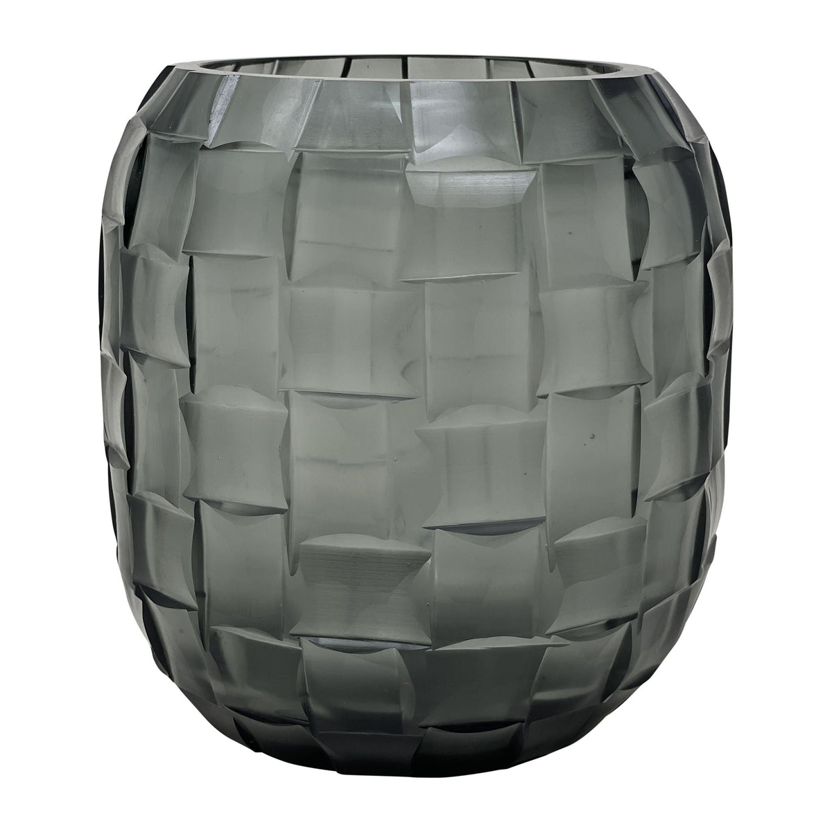 Jordan Glass 6" Woven Finish Vase - Gray