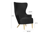 TOV-IHS44150 Julia Black Velvet Wingback Chair