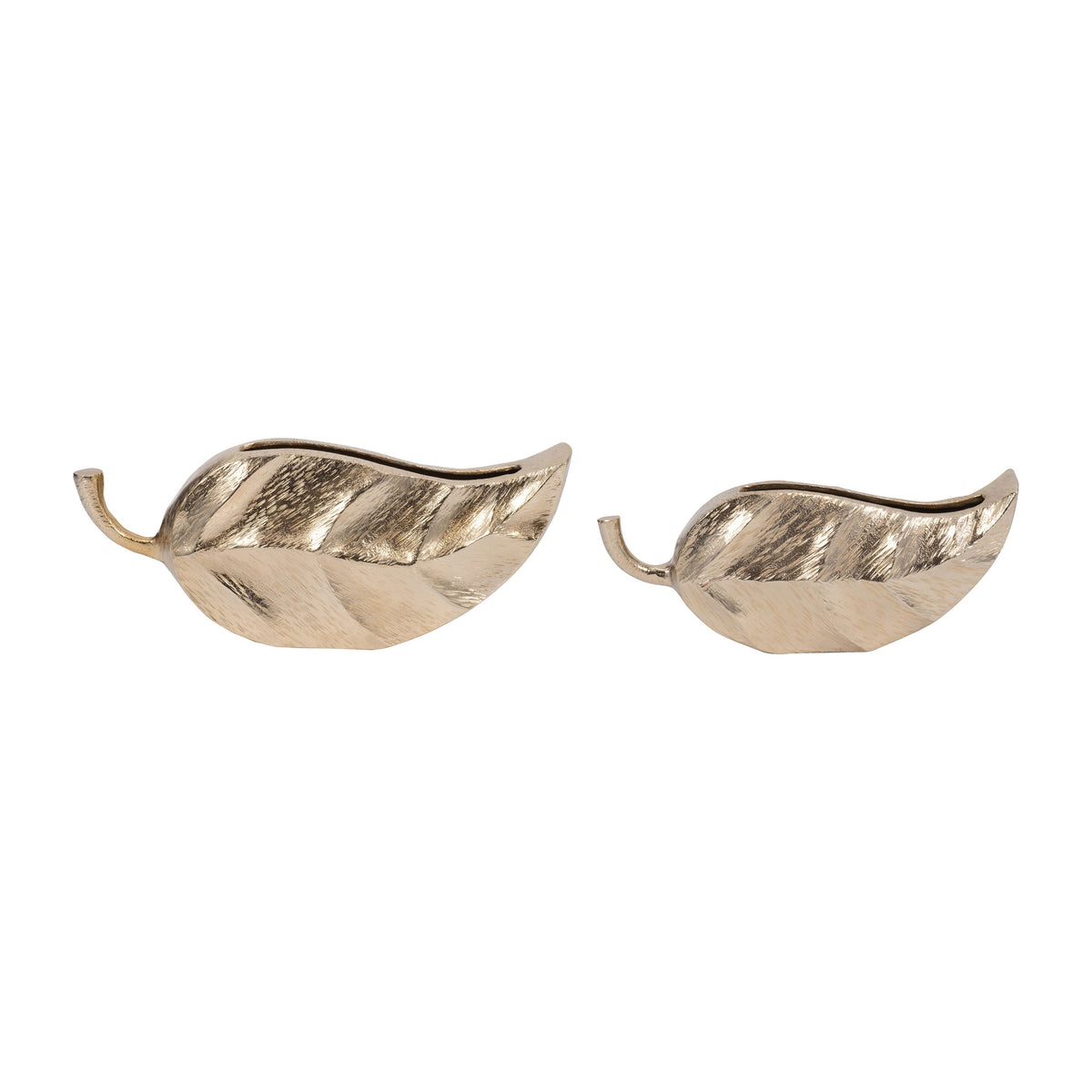 11 / 15" Fauna Leaf Vases (Set of 2) - Champagne