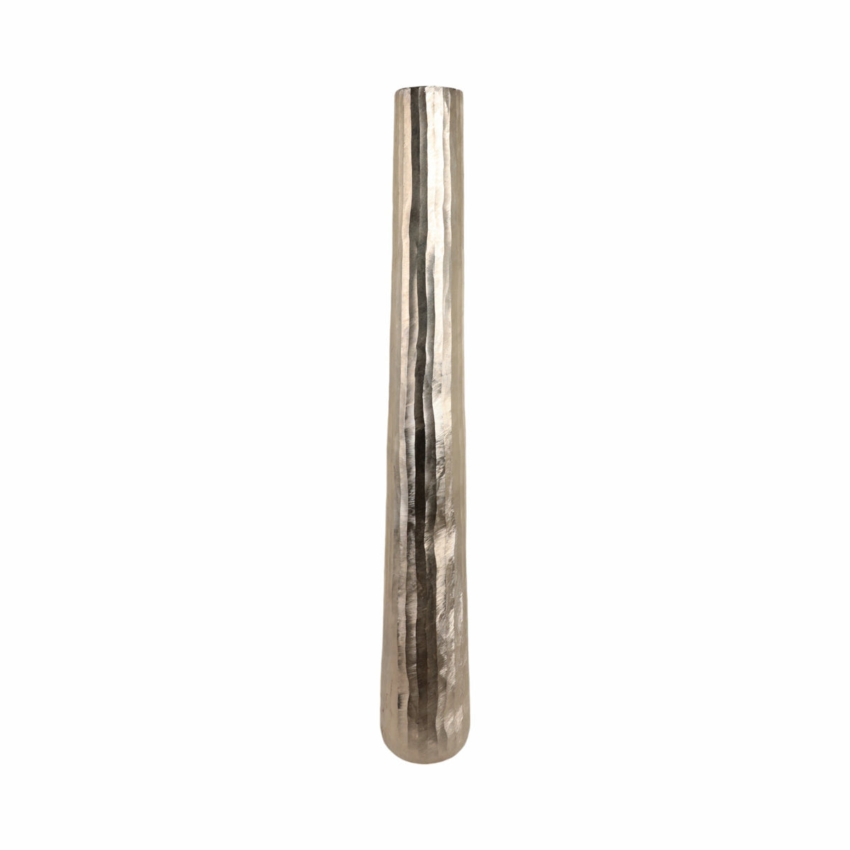 58" Rounded Etched Metal Floor Vase - Silver
