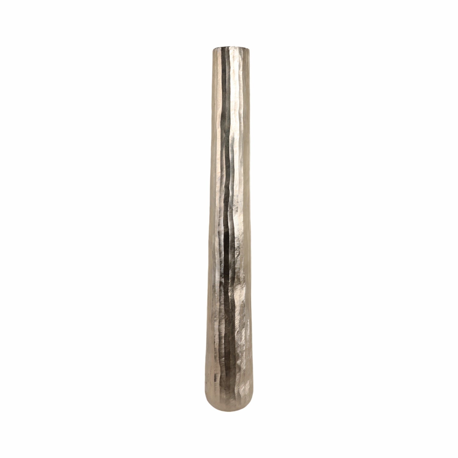 58" Rounded Etched Metal Floor Vase - Silver