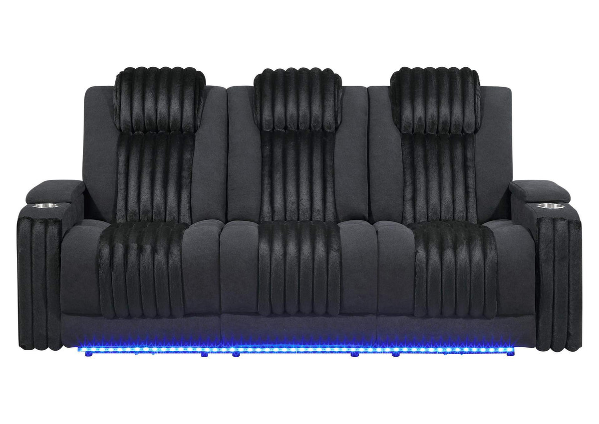 U8000-BLACK-PRS_W_PHR_DDT_WC_+_LED U8000 BLACK POWER REC SOFA W - PHR, DDT, READING LIGHT & LED LIGHT