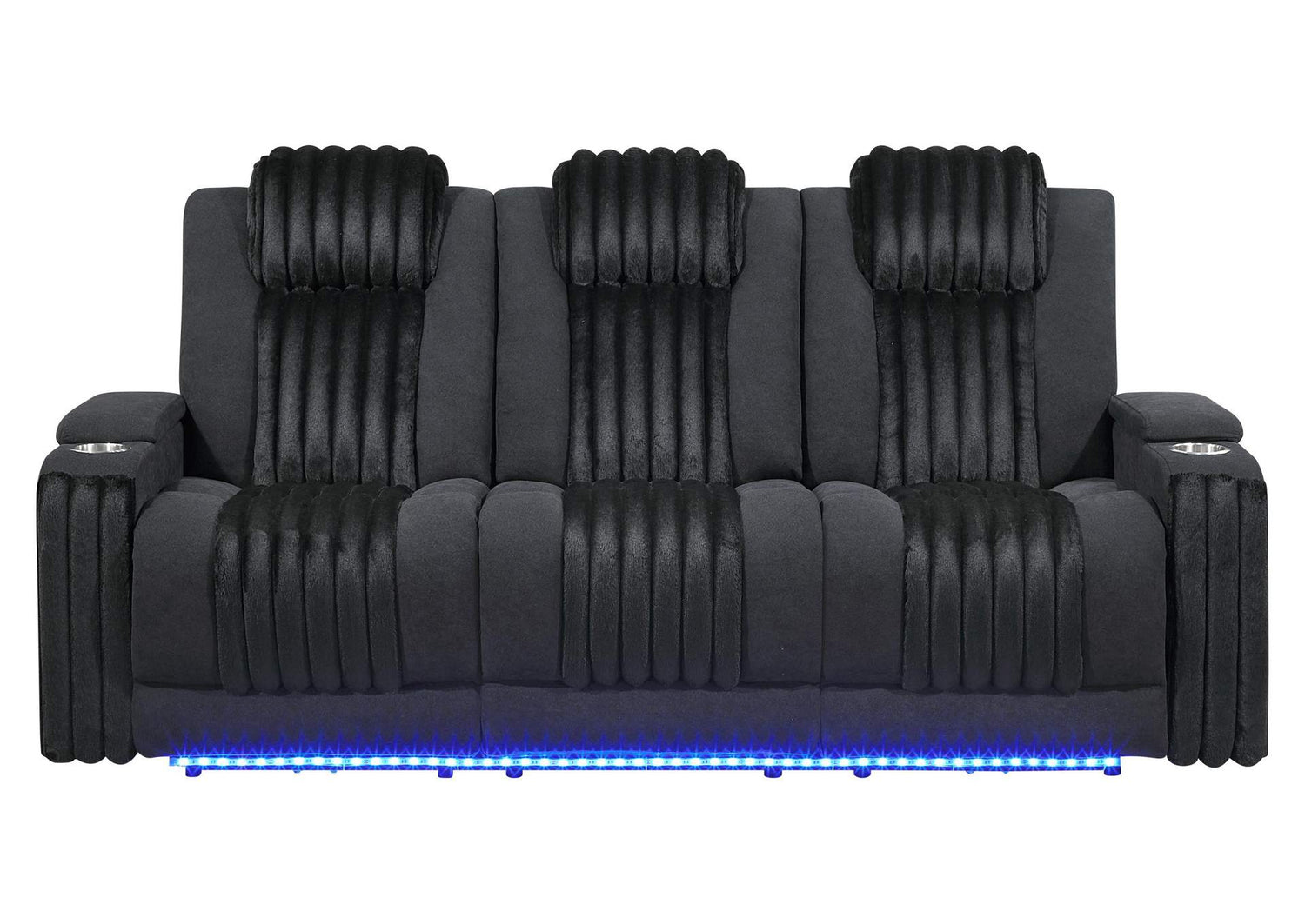 U8000-BLACK-PRS_W_PHR_DDT_WC_+_LED U8000 BLACK POWER REC SOFA W - PHR, DDT, READING LIGHT & LED LIGHT