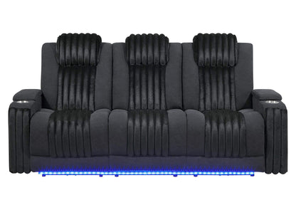 U8000-BLACK-PRS_W_PHR_DDT_WC_+_LED U8000 BLACK POWER REC SOFA W - PHR, DDT, READING LIGHT & LED LIGHT