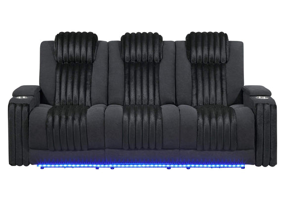U8000-BLACK-PRS_W_PHR_DDT_WC_+_LED U8000 BLACK POWER REC SOFA W - PHR, DDT, READING LIGHT & LED LIGHT