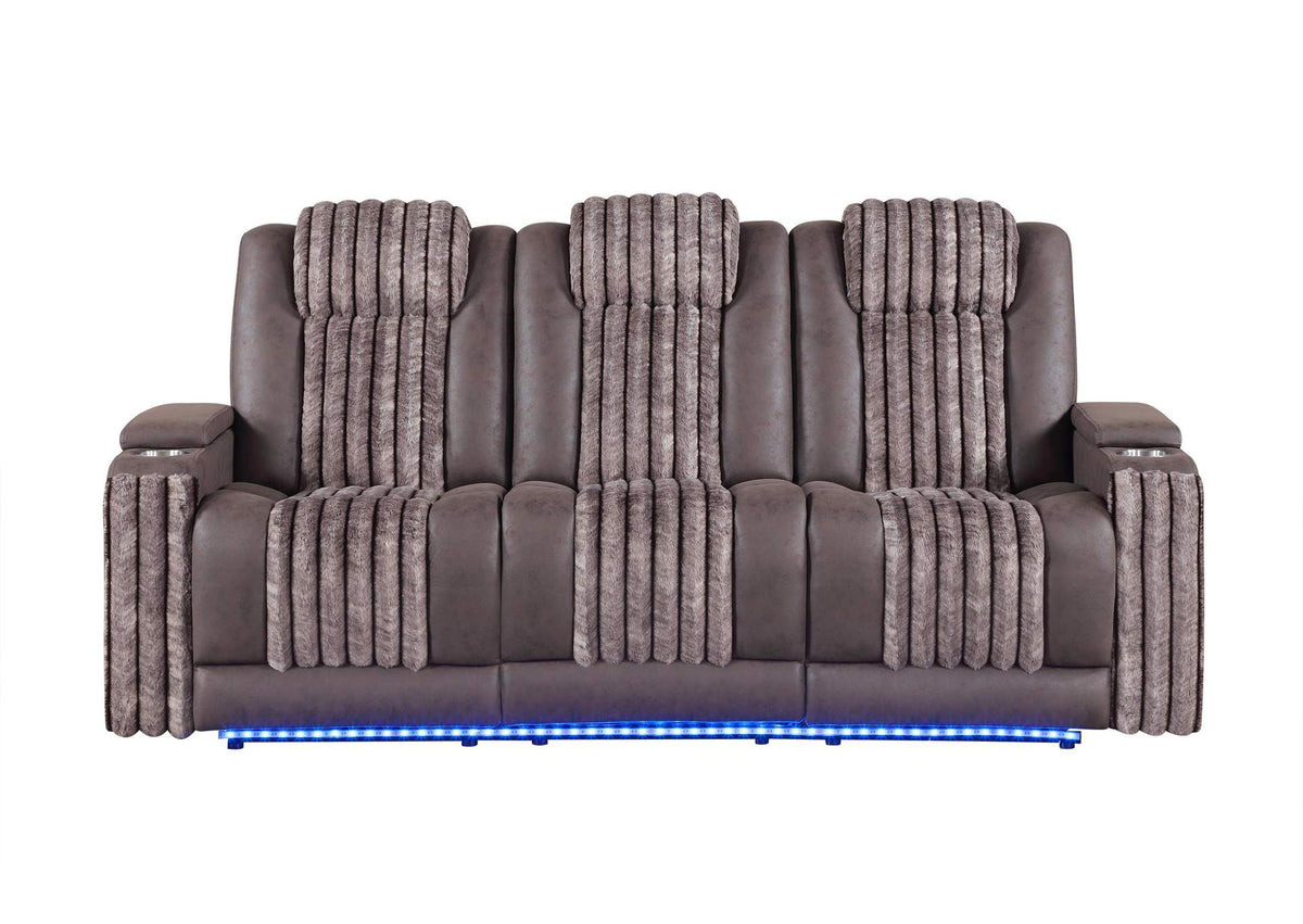 U8000-BROWN-PRS_W_PHR_DDT_WC_+_LED U8000 BROWN POWER REC SOFA W - PHR, DDT, READING LIGHT & LED LIGHT