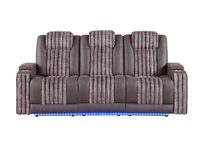 U8000-BROWN-PRS_W_PHR_DDT_WC_+_LED U8000 BROWN POWER REC SOFA W - PHR, DDT, READING LIGHT & LED LIGHT