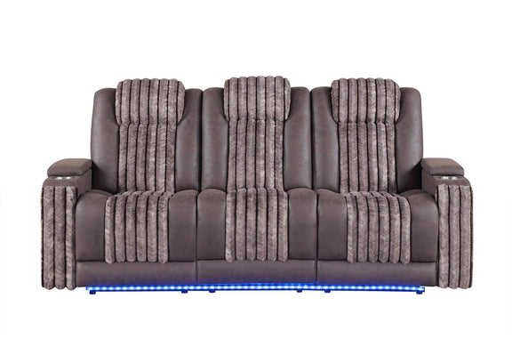 U8000-BROWN-PRS_W_PHR_DDT_WC_+_LED U8000 BROWN POWER REC SOFA W - PHR, DDT, READING LIGHT & LED LIGHT