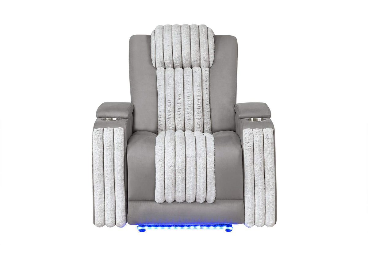 U8000-GREY-PR_W_PHR_+_LED U8000 GREY POWER RECLINER WITH POWER HEADREST & LED LIGHT