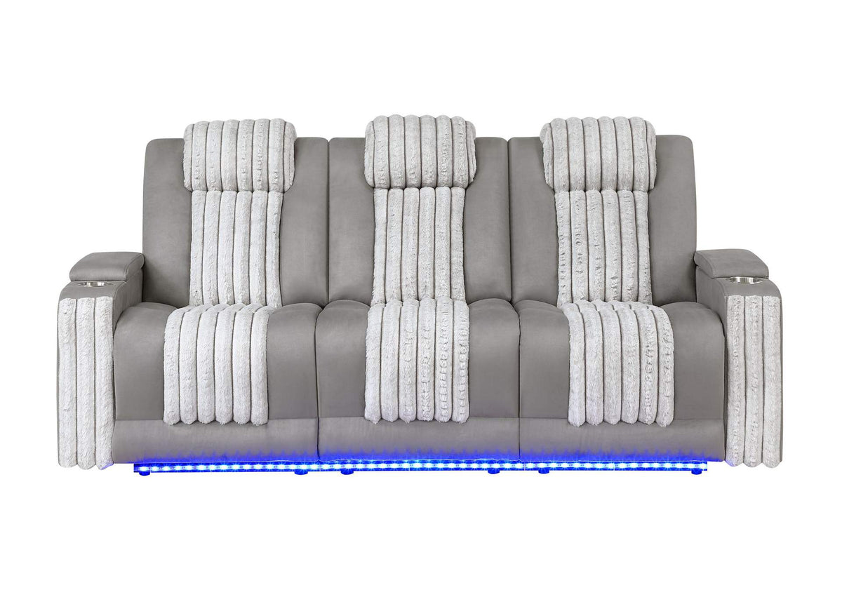 U8000-GREY-PRS_W_PHR_DDT_WC_+_LED U8000 GREY POWER REC SOFA W - PHR, DDT, READING LIGHT & LED LIGHT