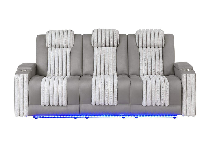 U8000-GREY-PRS_W_PHR_DDT_WC_+_LED U8000 GREY POWER REC SOFA W - PHR, DDT, READING LIGHT & LED LIGHT