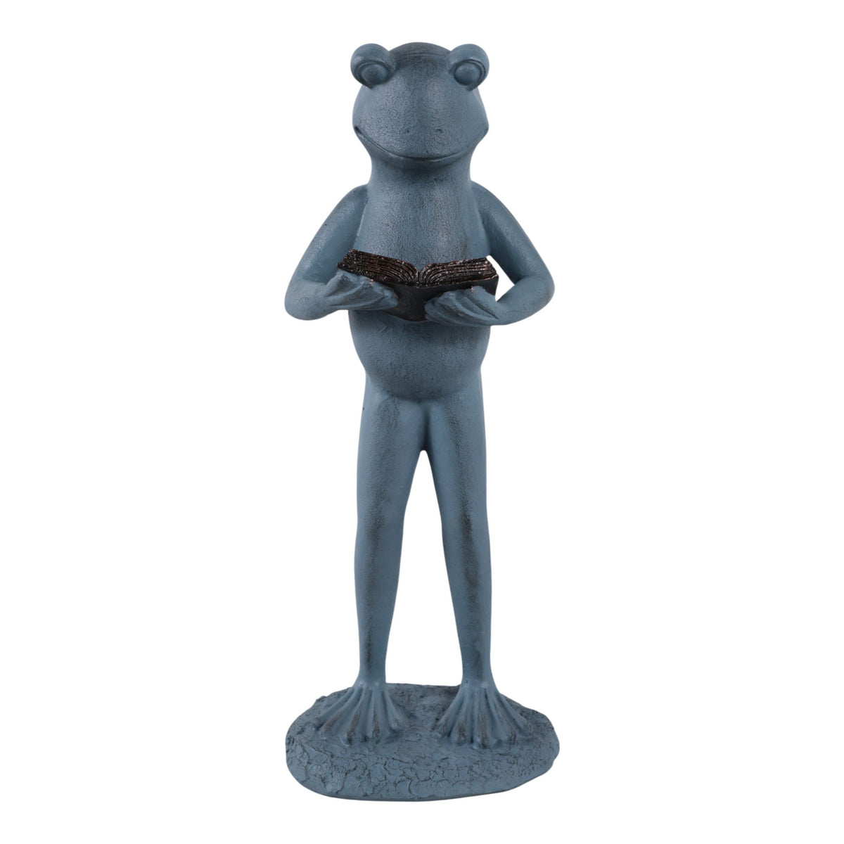 18" x 7" Standing Frog Reading A Book - Gray