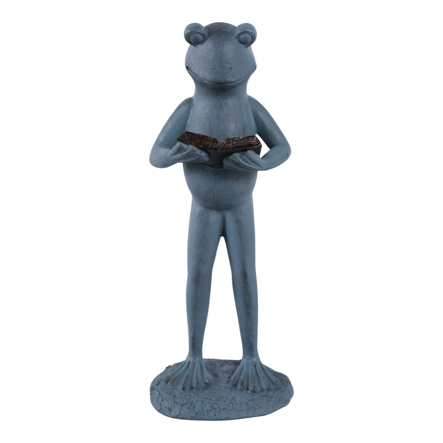 18" x 7" Standing Frog Reading A Book - Gray