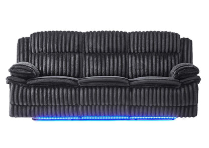 U8686-BLACK_P1-PRS_W_LED_DWR_DDT U8686 BLACK POWER REC SOFA WITH LED, HIDDEN DRAWER AND DROP DOWN TABLE