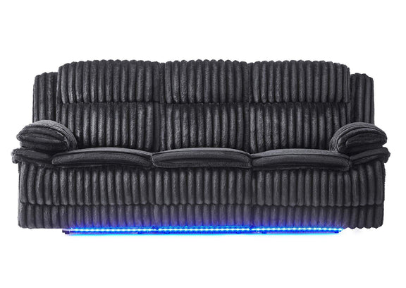 U8686-BLACK_P1-PRS_W_LED_DWR_DDT U8686 BLACK POWER REC SOFA WITH LED, HIDDEN DRAWER AND DROP DOWN TABLE