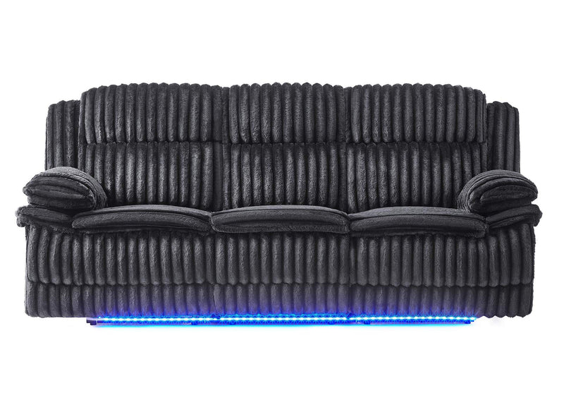 U8686-BLACK_P1-PRS_W_LED_DWR_DDT U8686 BLACK POWER REC SOFA WITH LED, HIDDEN DRAWER AND DROP DOWN TABLE