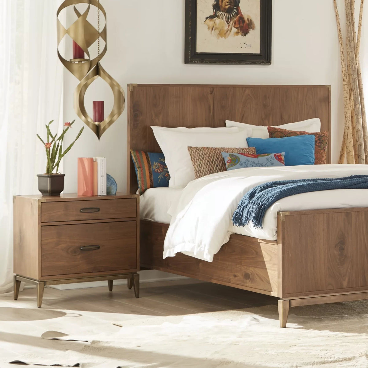 Adler Wood Panel Bed in Natural Walnut