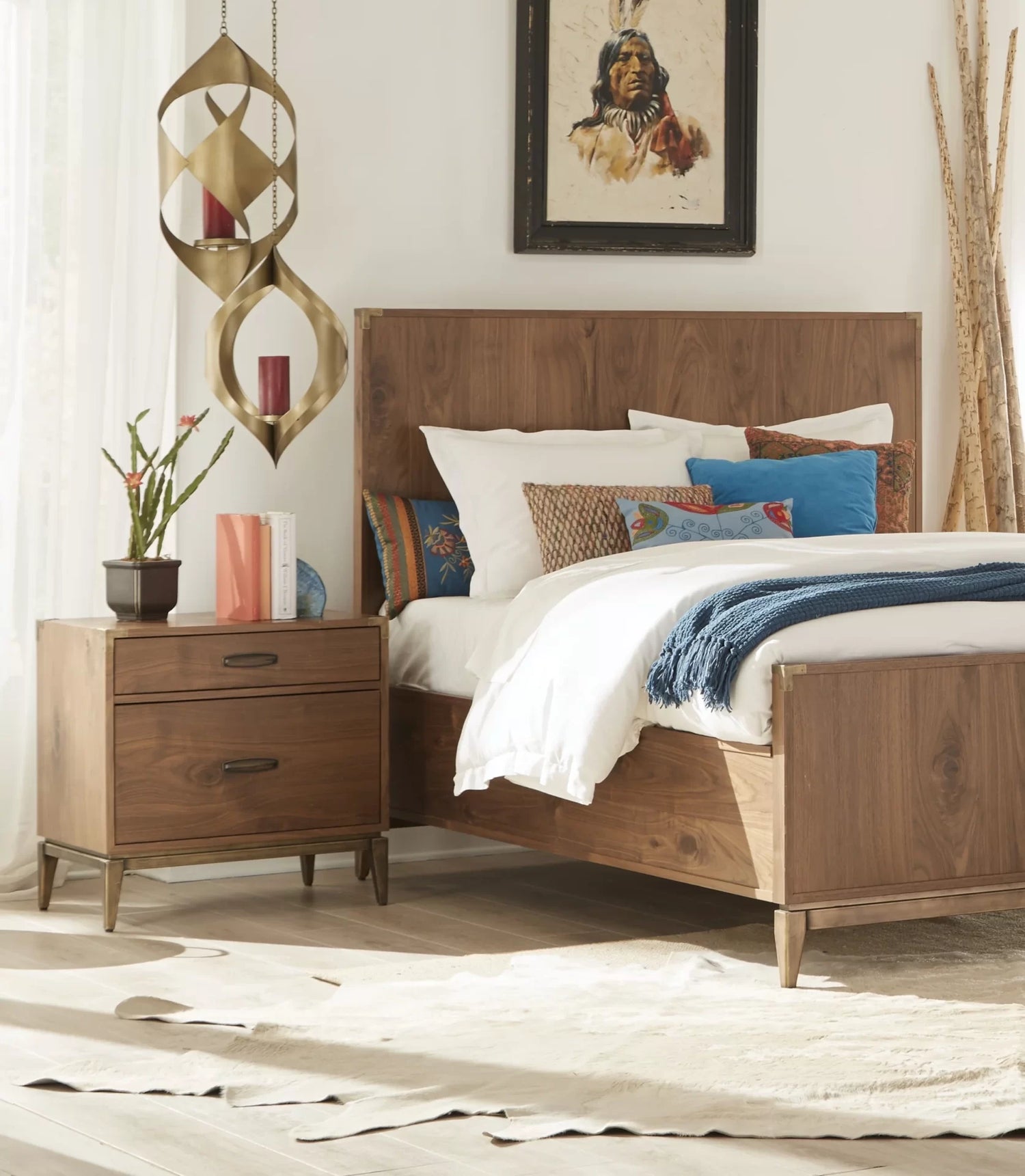 Adler Wood Panel Bed in Natural Walnut