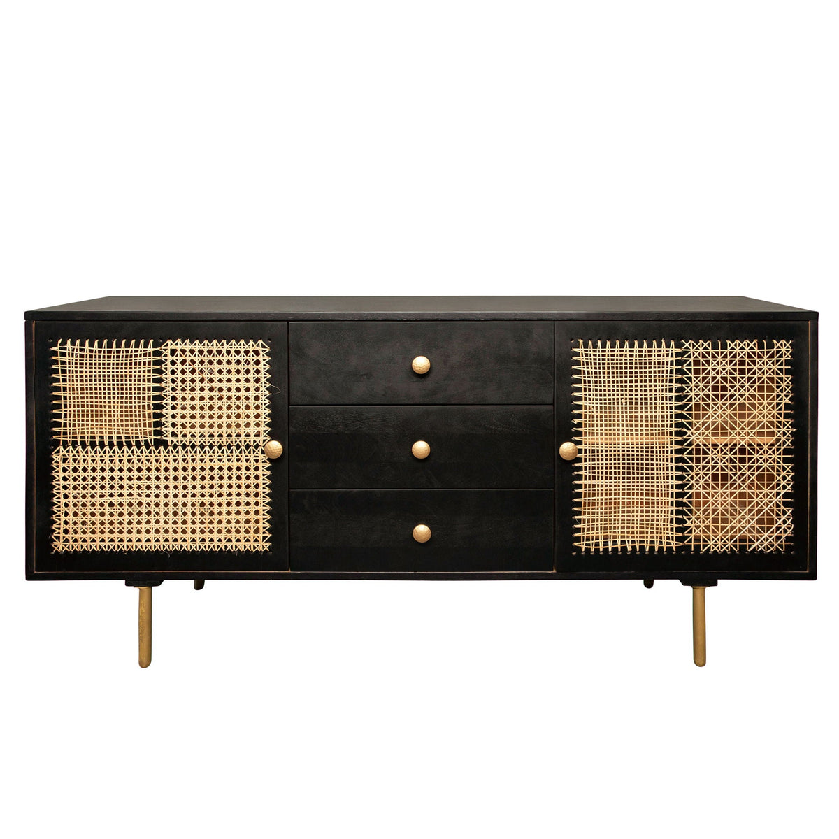 Wood Patchwork Sideboard 63 / 30" - Black
