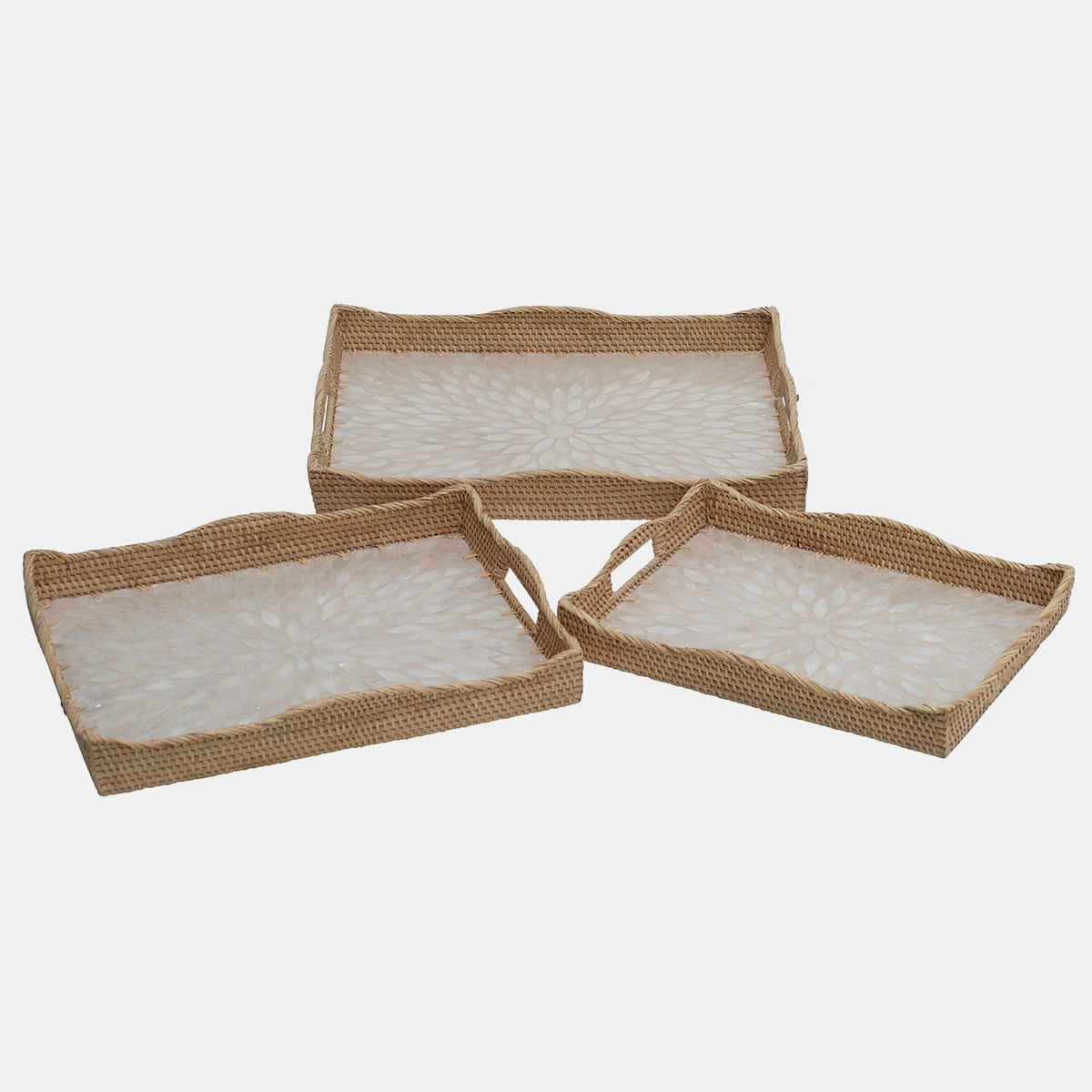Rattan Rectangular Tray (Set of 3) - Natural