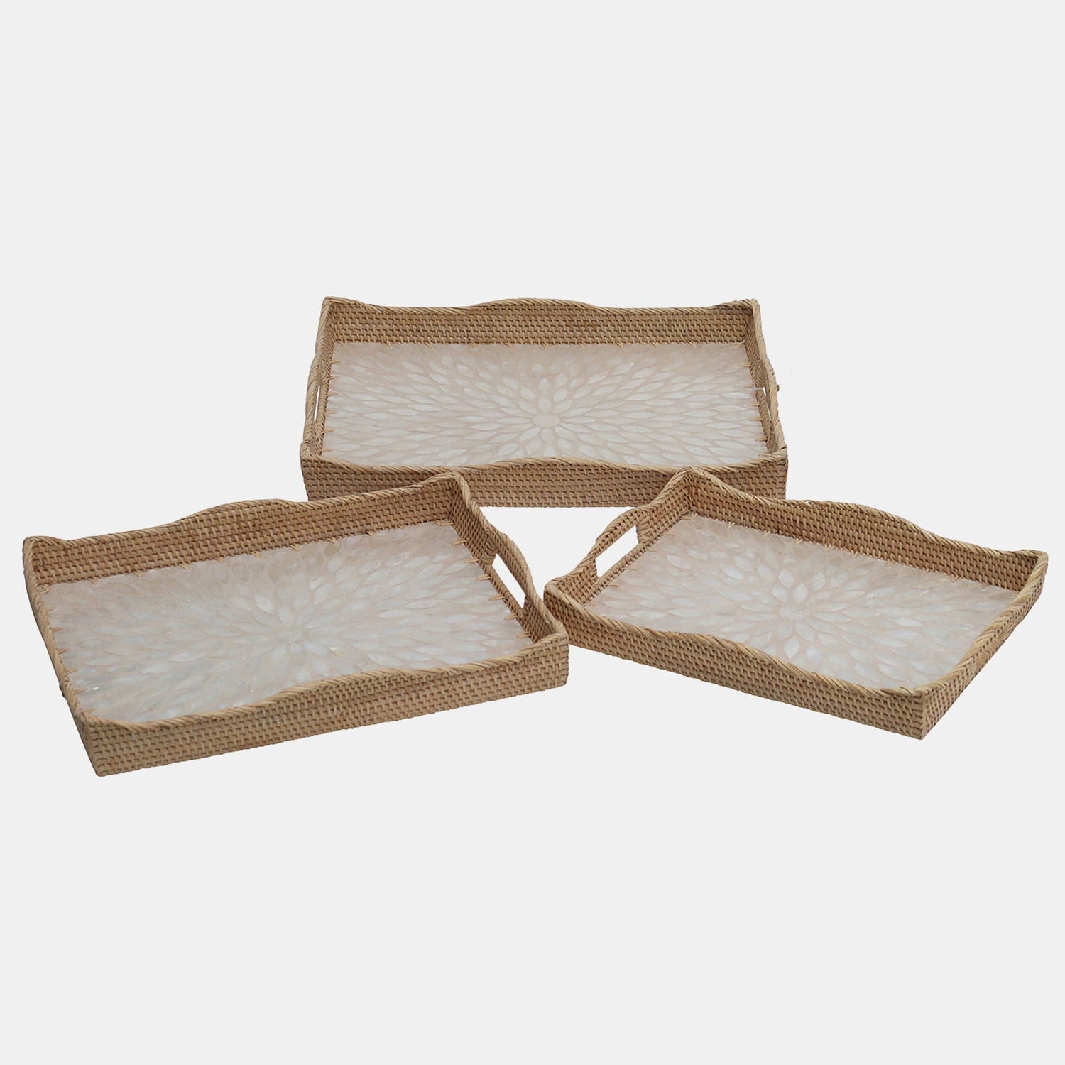 Rattan Rectangular Tray (Set of 3) - Natural