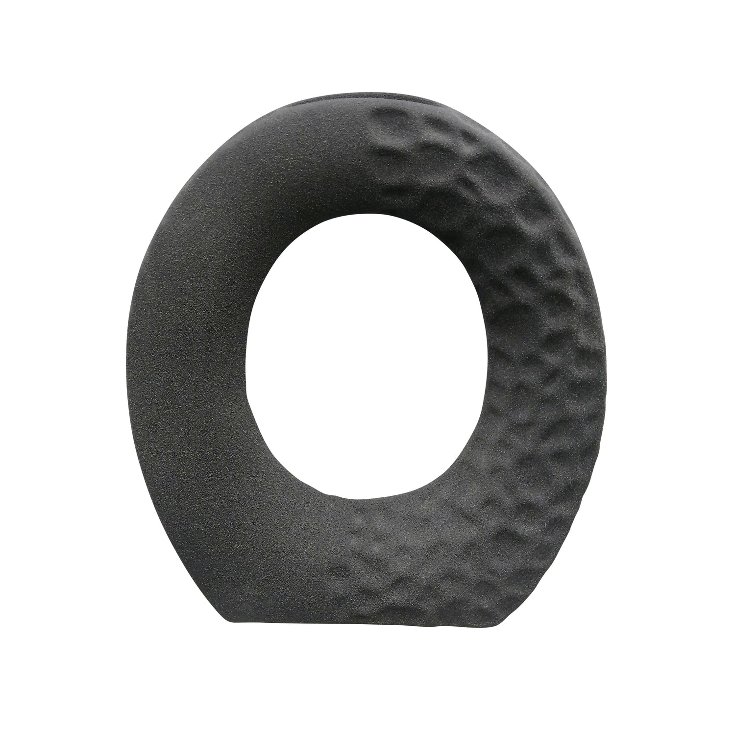 10" Rough Finish Open Cut-Out With Vase Opening - Black
