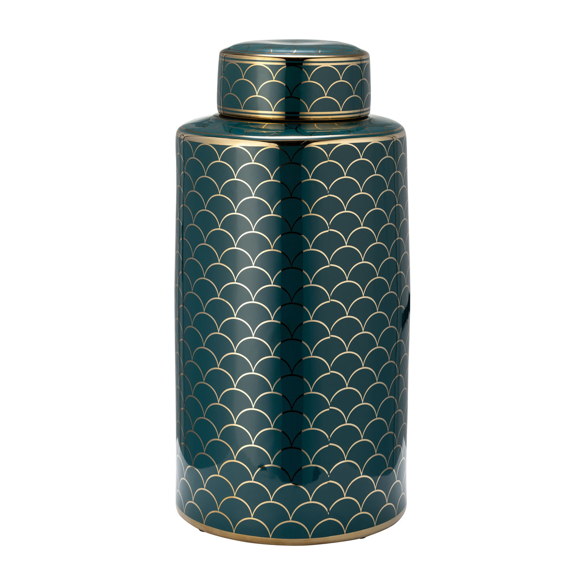 Ceramic 16" Crackle Jar With Lid - Gold