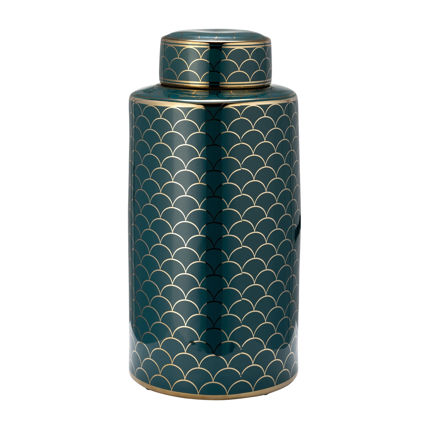 Ceramic 16" Crackle Jar With Lid - Gold