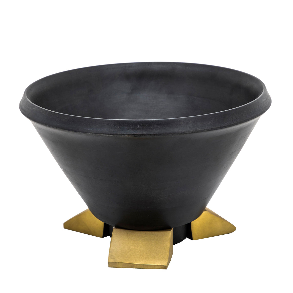Wooden Bowl With Metal Legs 12" - Black