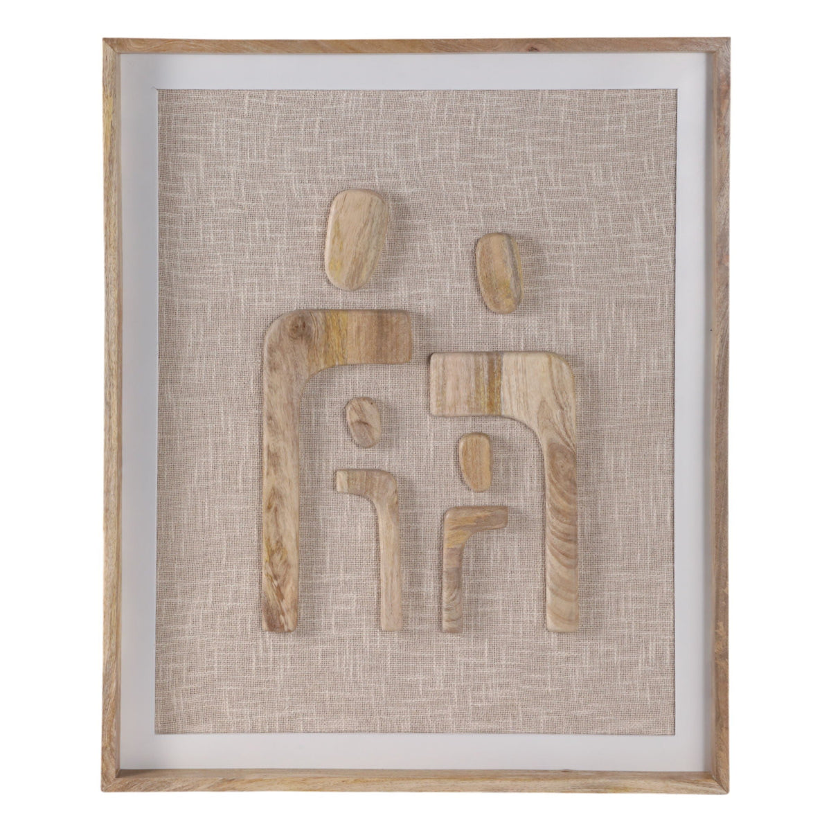 36" x 30" Wood & Fabric Mix-Media Abstract Wall Art - Brown