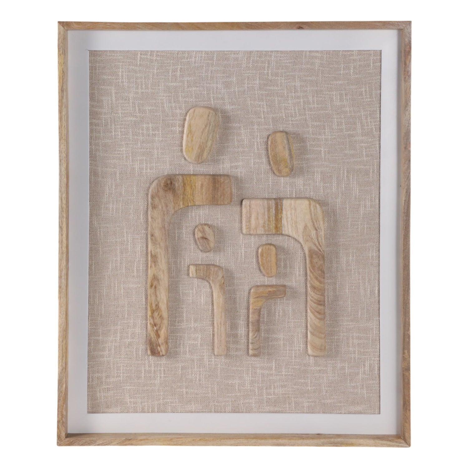 36" x 30" Wood & Fabric Mix-Media Abstract Wall Art - Brown