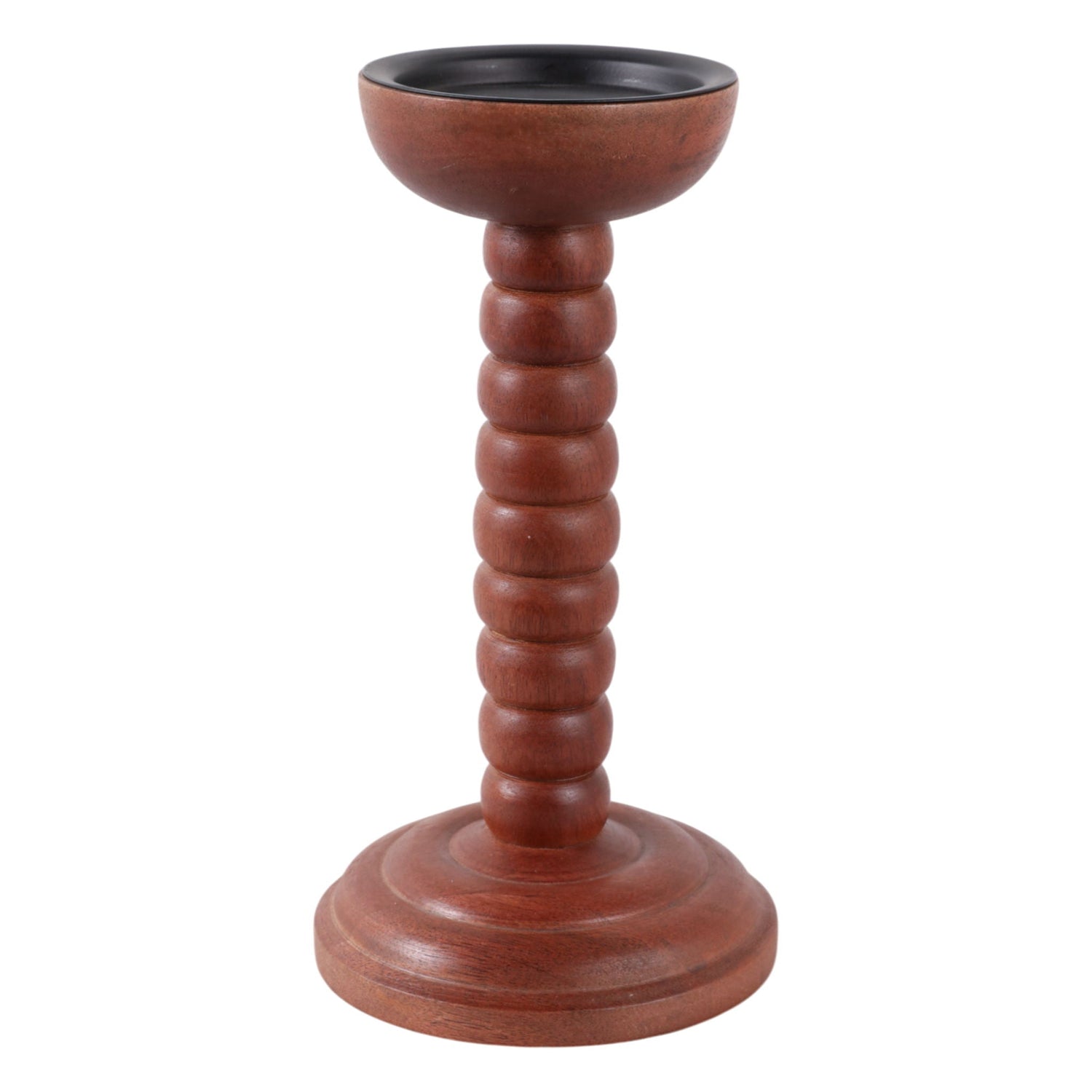 10" x 5" Stacked Pillar & Taper Holder - Walnut