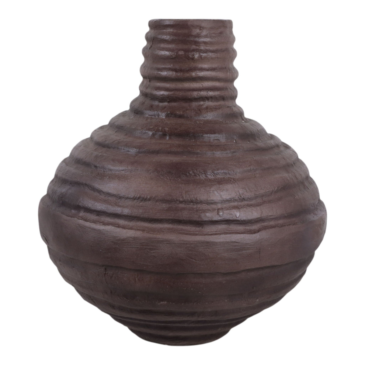 19" x 18" Ridged Paper Mache Balloon Vase - Brown