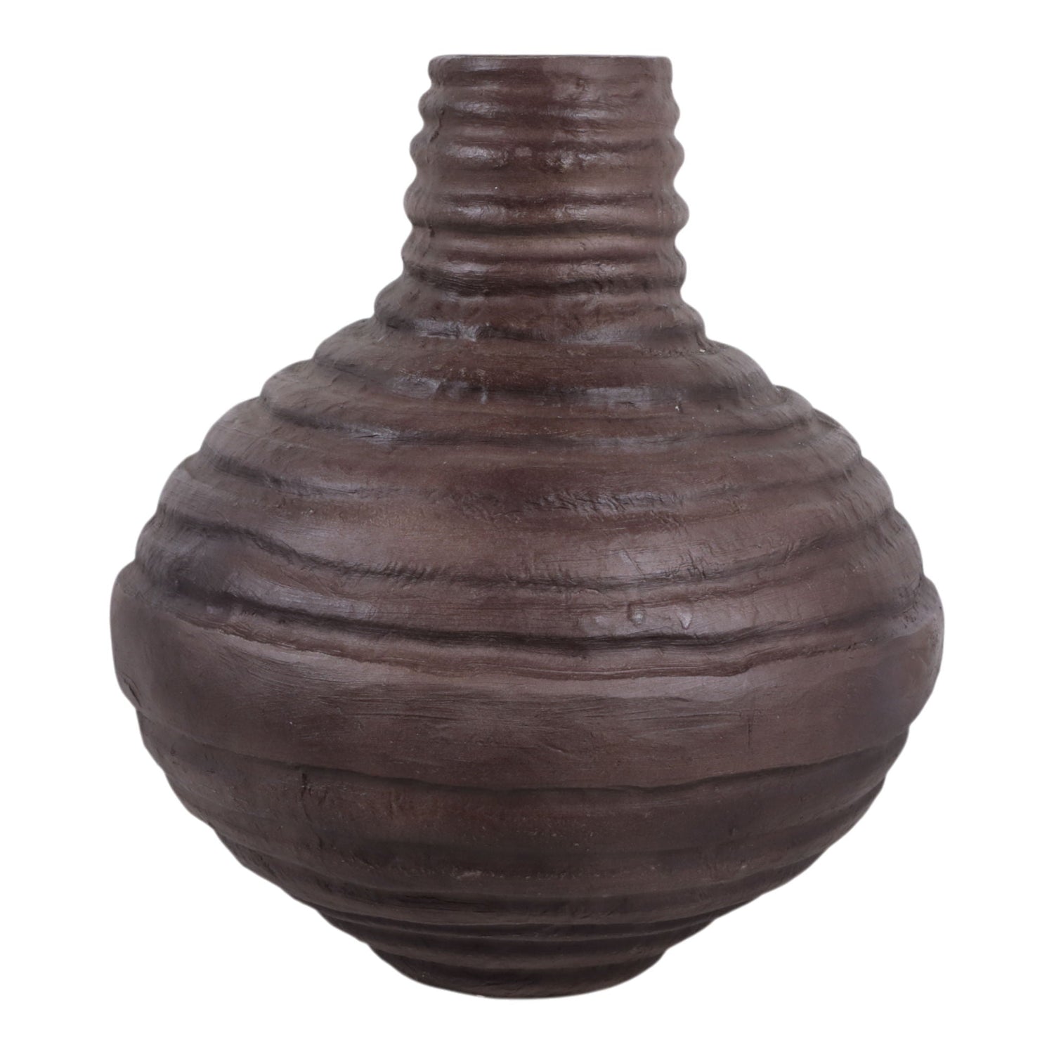 19" x 18" Ridged Paper Mache Balloon Vase - Brown