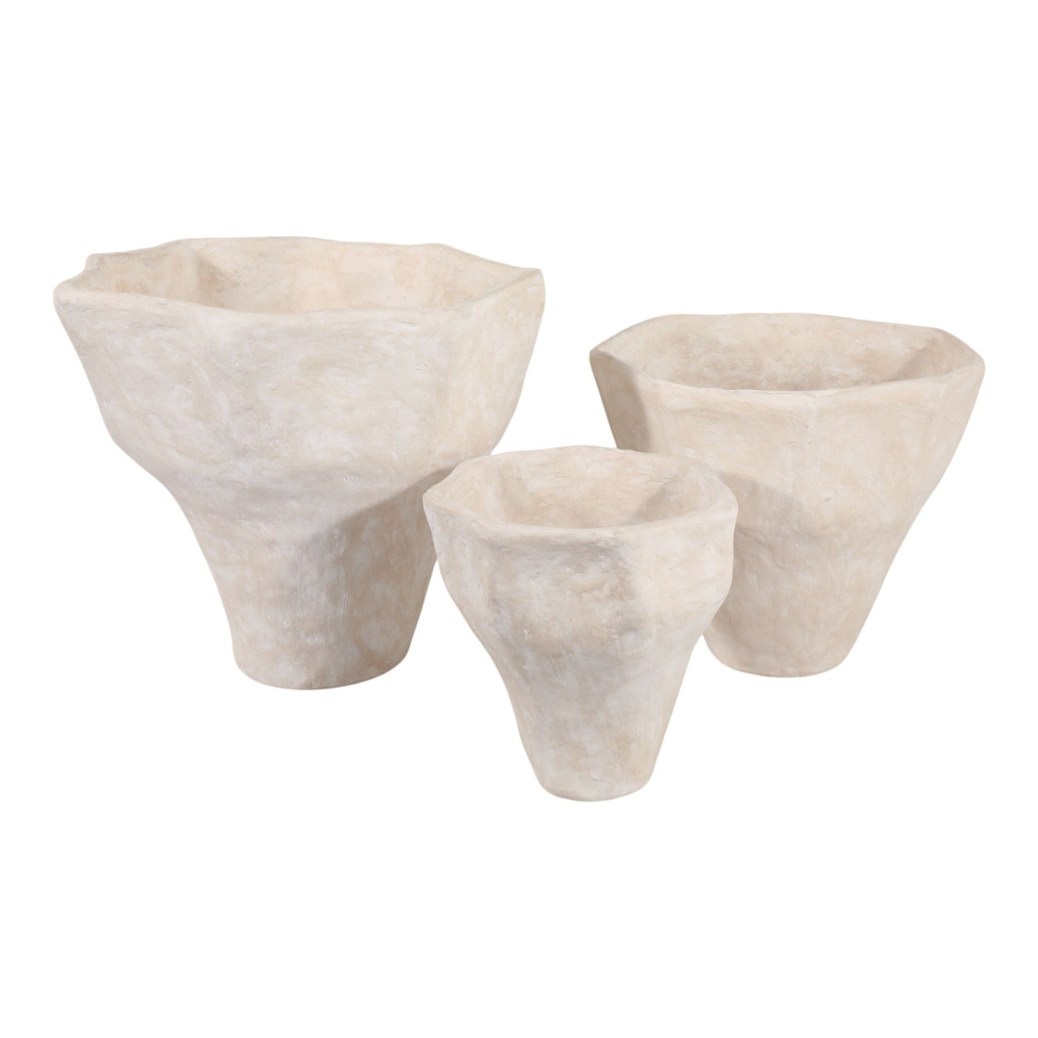 12" / 16" / 20" Paper Mache Planters (Set of 3) - White