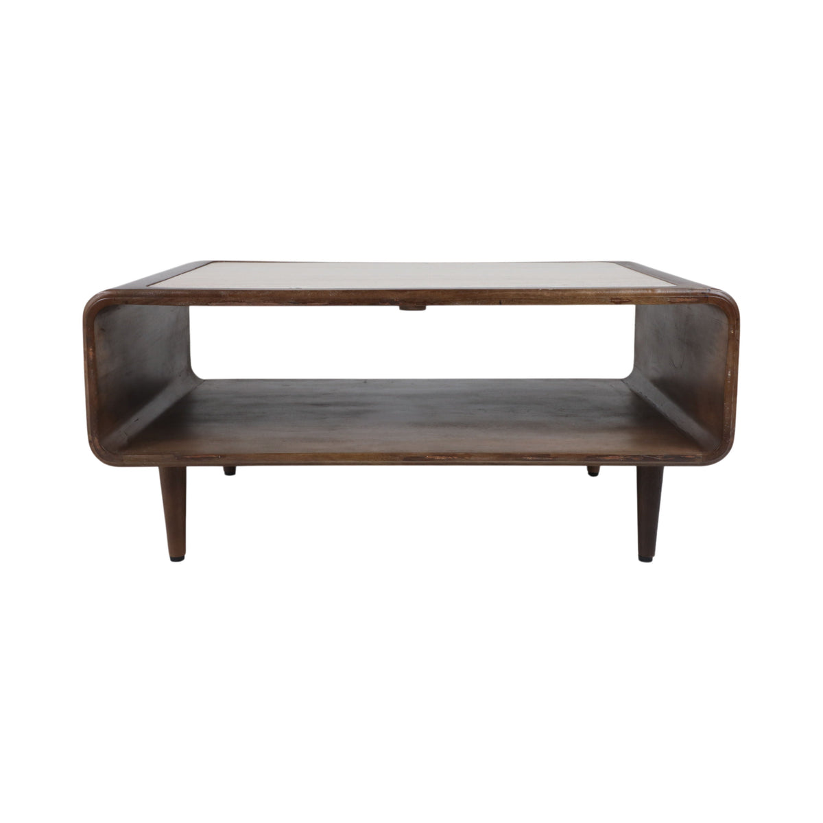 Travertine Inlay Coffee Table - Brown
