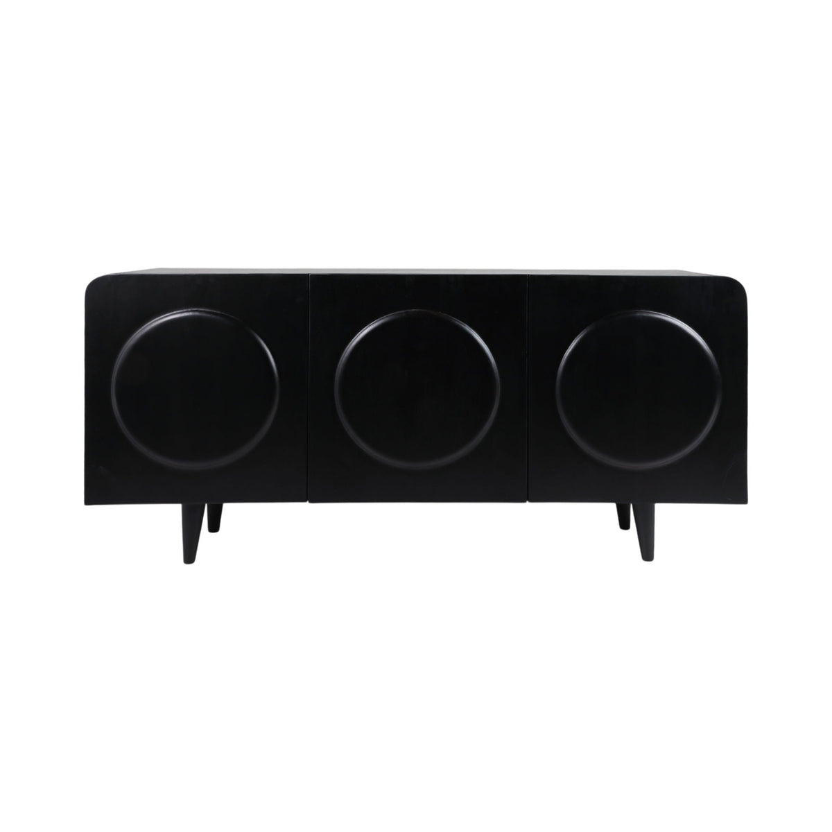 63" x 30" Large Circles 3-Door Cabinet - Black