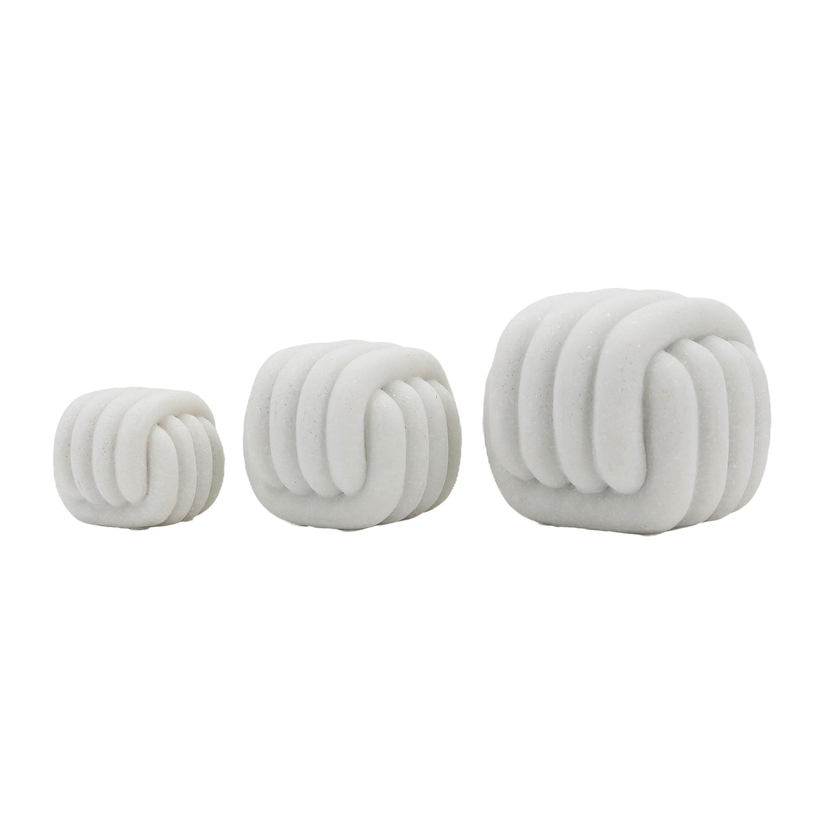 3" / 4" / 5" Huzzah Decor Knot Object (Set of 3) - White