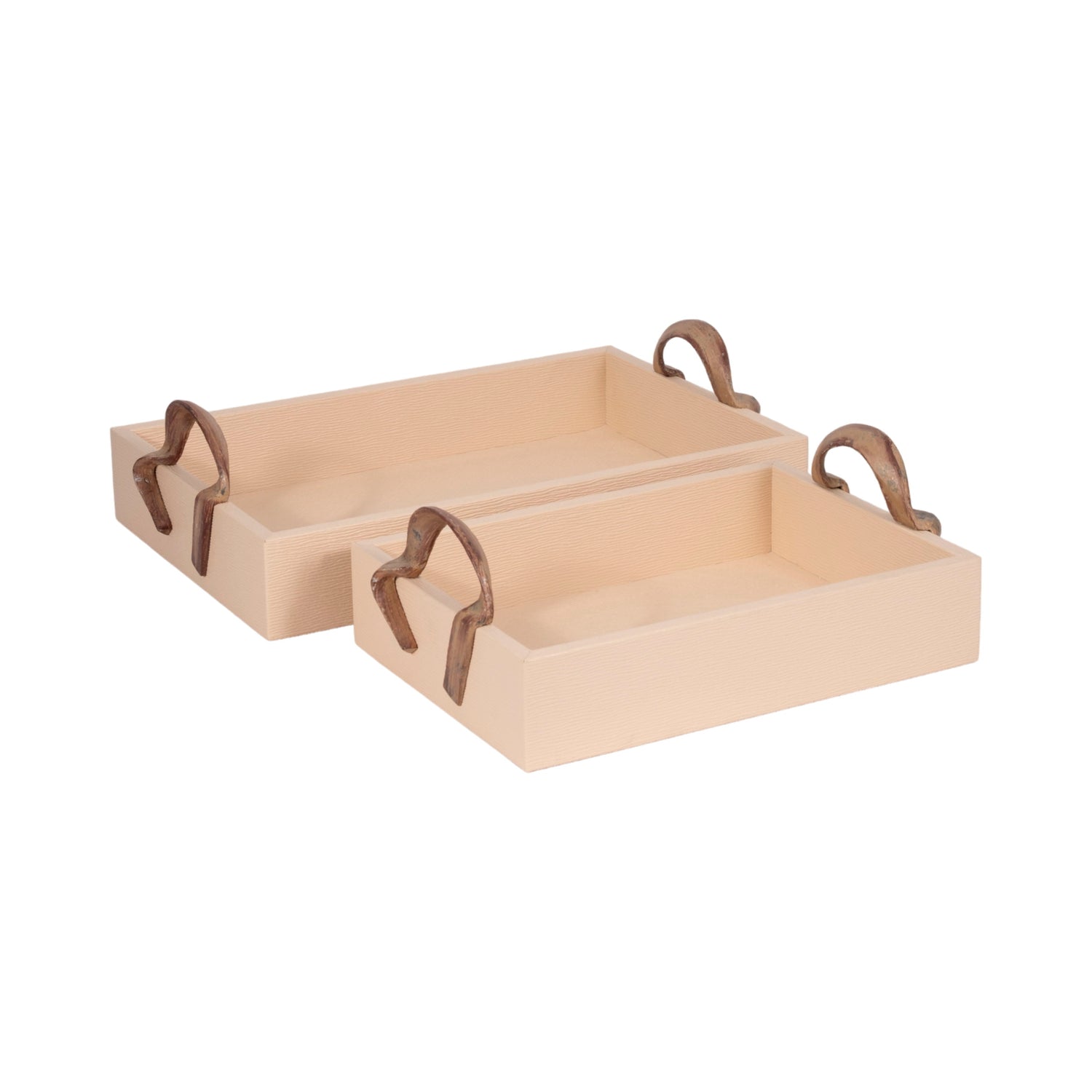 Forged Handle Trays (Set of 2) - Ivory / Bronze