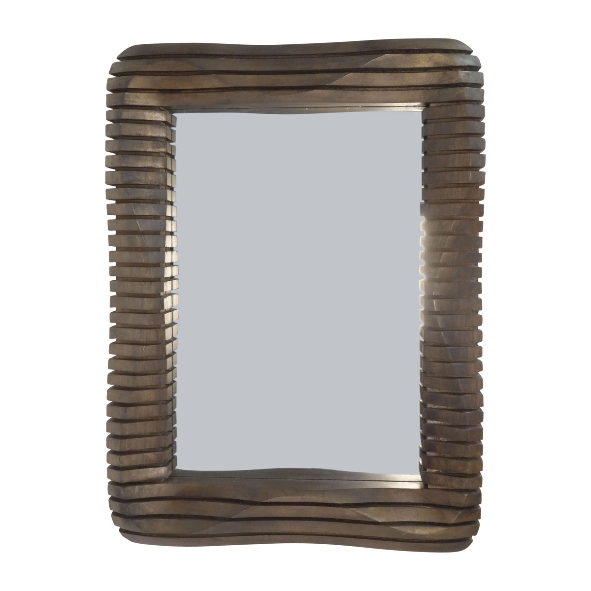 Kensington Slatted Wood Mirror - Brown