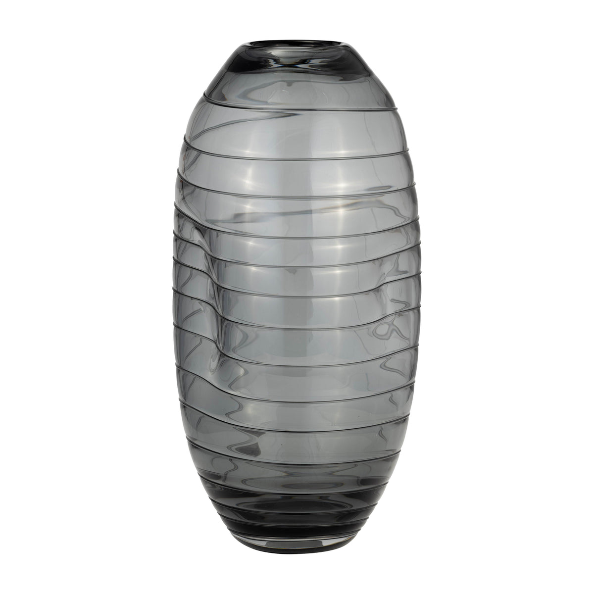 Glass Pinched Vase 14" - Smoke
