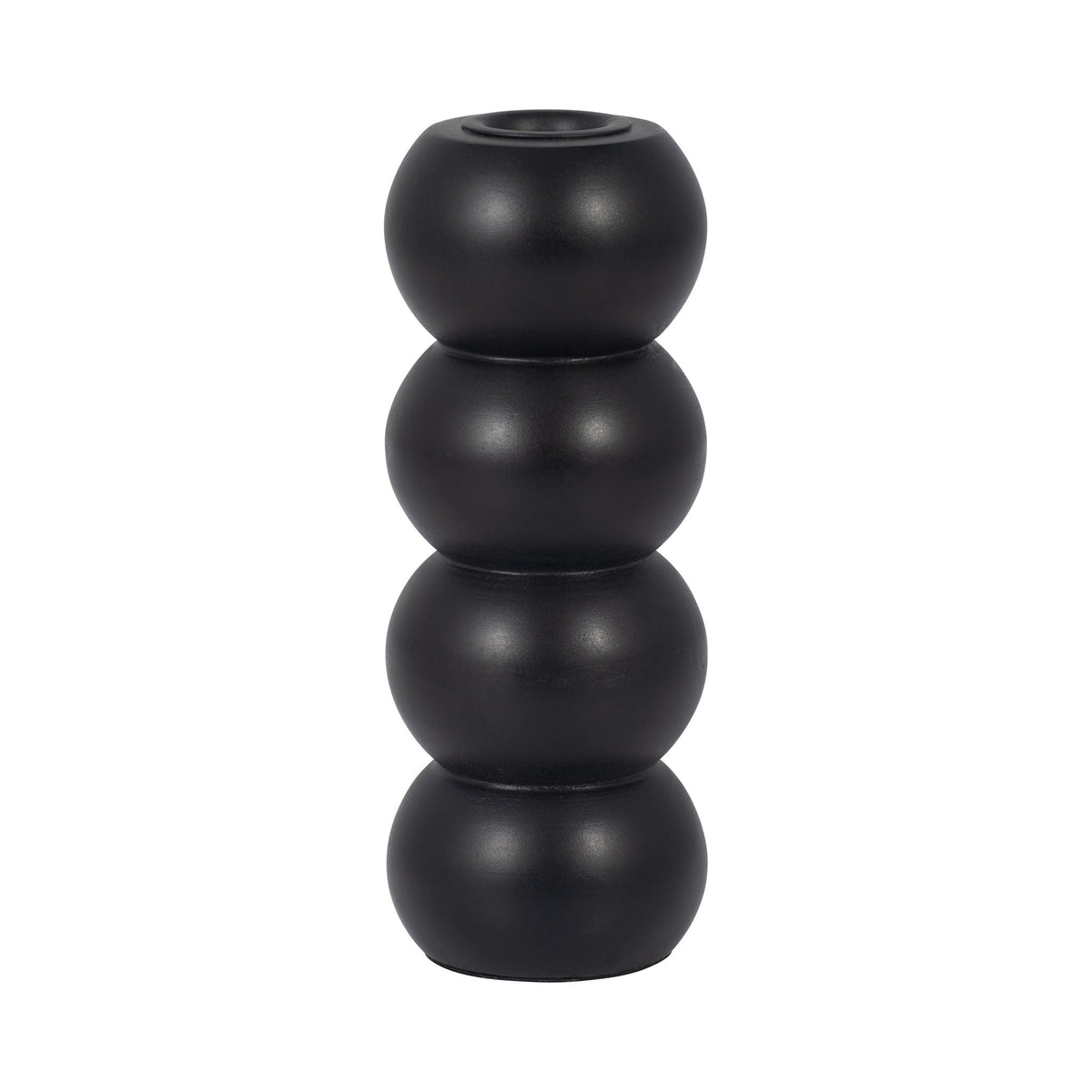 Wood 7" Ribbed Votive Holder - Black