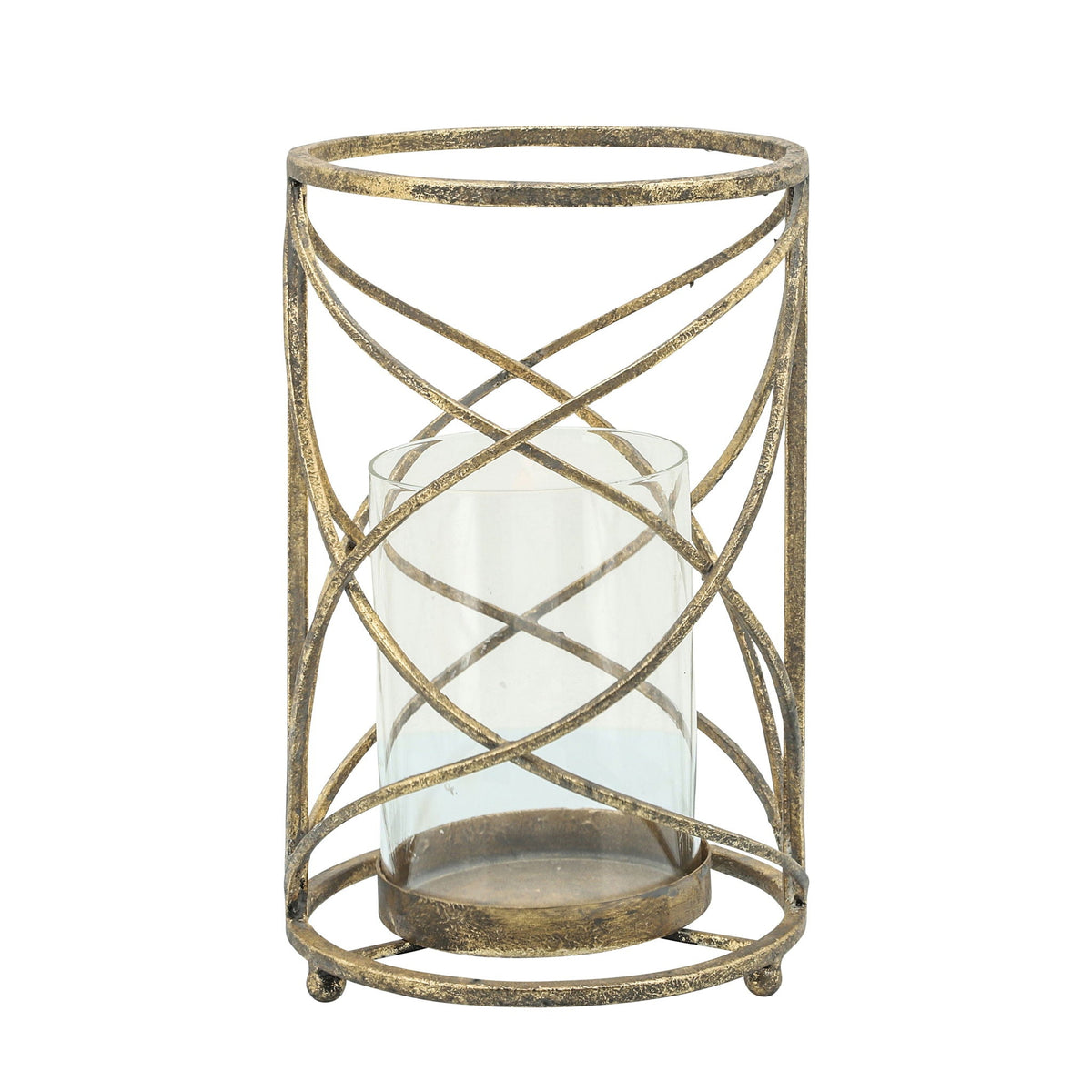 Metal 10" Hurricane Candle Holder - Gold