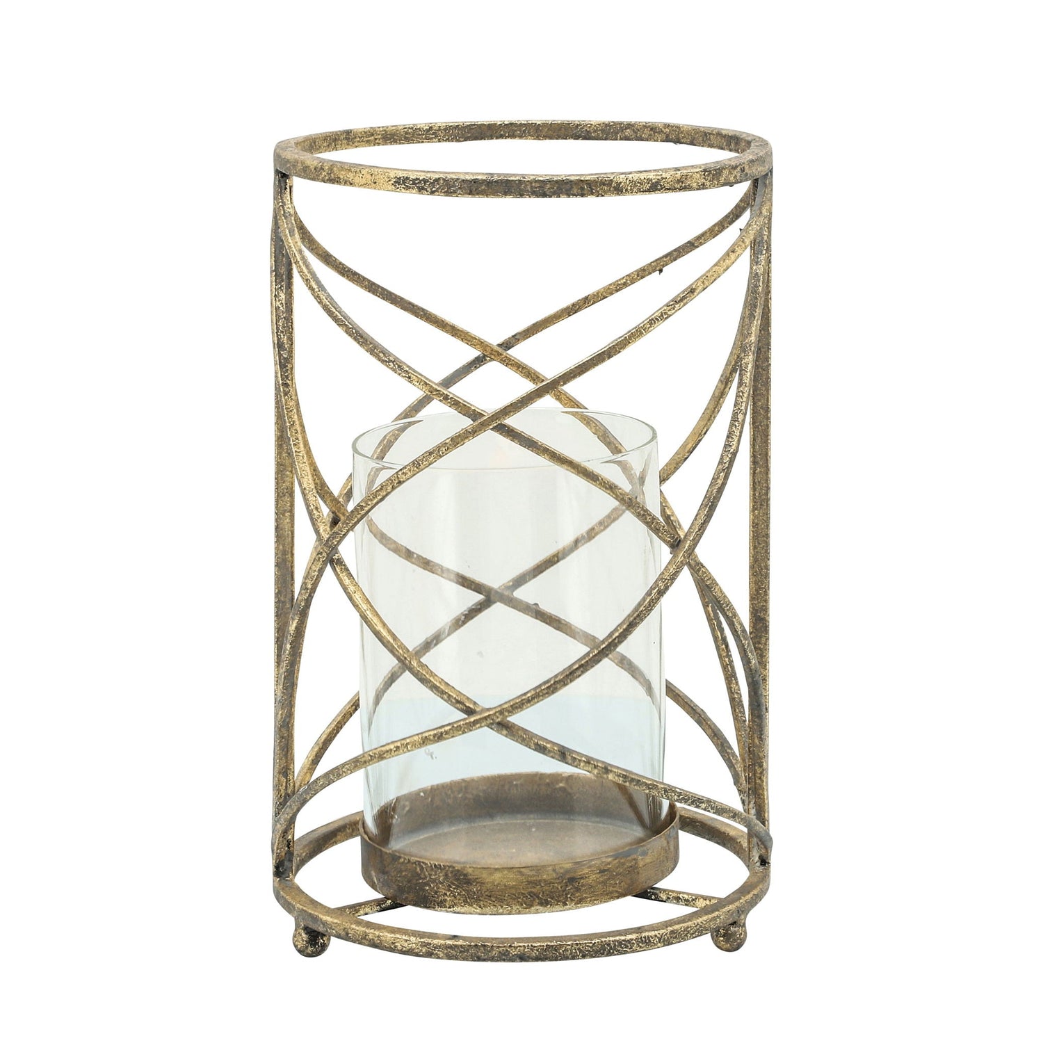 Metal 10" Hurricane Candle Holder - Gold